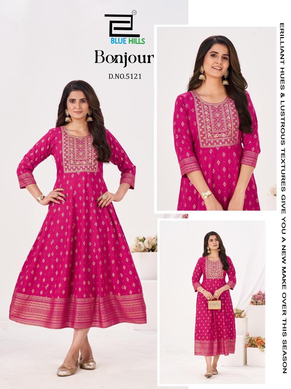 Blue hills bonjour anarkali ladies kurti wholesaler in ludhiana 