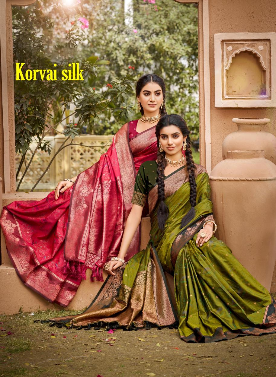 Bunawat - Korvai Silk Sangam Prints SOFT SILK Woven Work Traditional Saree