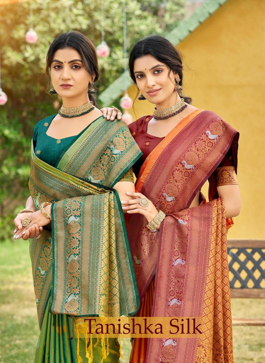 Bunawat - Tanishka Silk Sangam Prints SOFT SILK Woven Work Traditional Saree