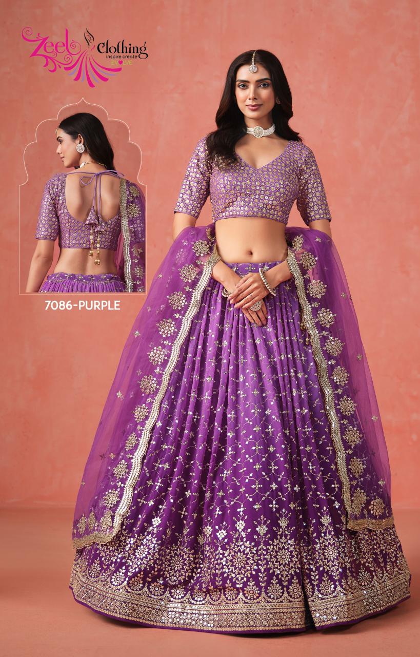 Elegance Georgette Purple Lehengha choli wholesale market in Chandni Chowk Delhi