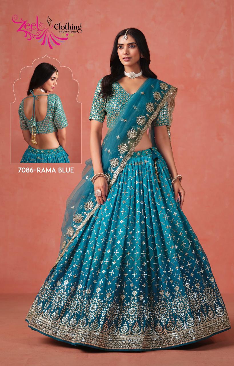 Elegance Georgette Rama Blue Wholesale Lehengha choli in Delhi with price