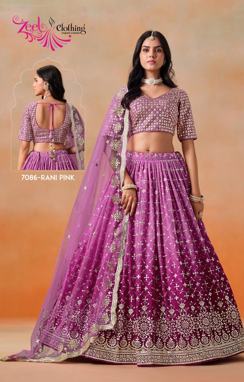 Elegance Georgette Rani pink Latest Lehengha choli wholesale designs