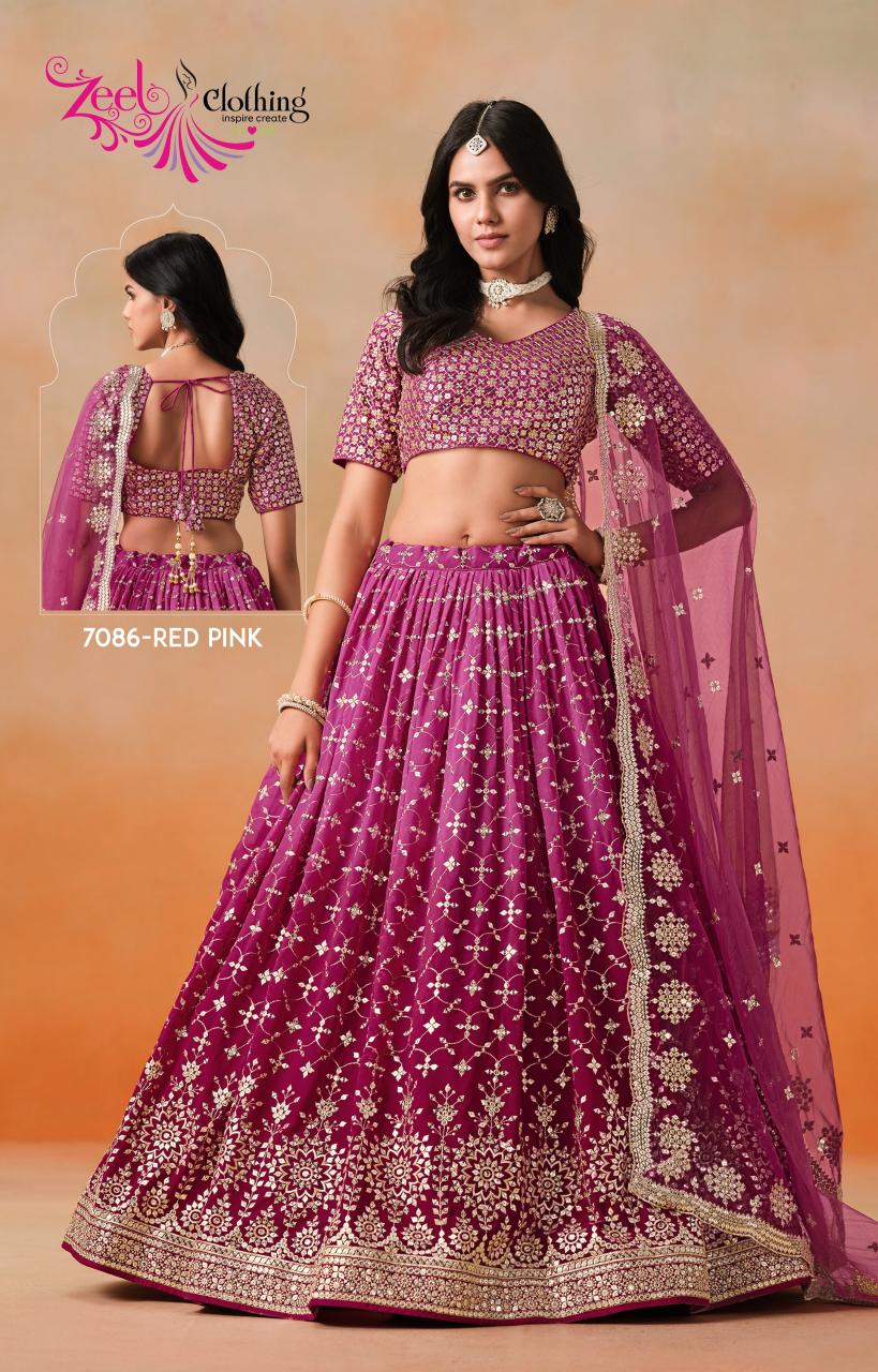 Elegance Georgette Red Pink Lehengha choli wholesale market near me