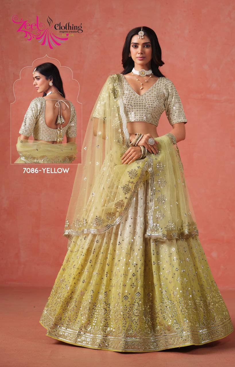 Elegance Georgette Yellow Affordable Lehengha choli wholesale in Delhi