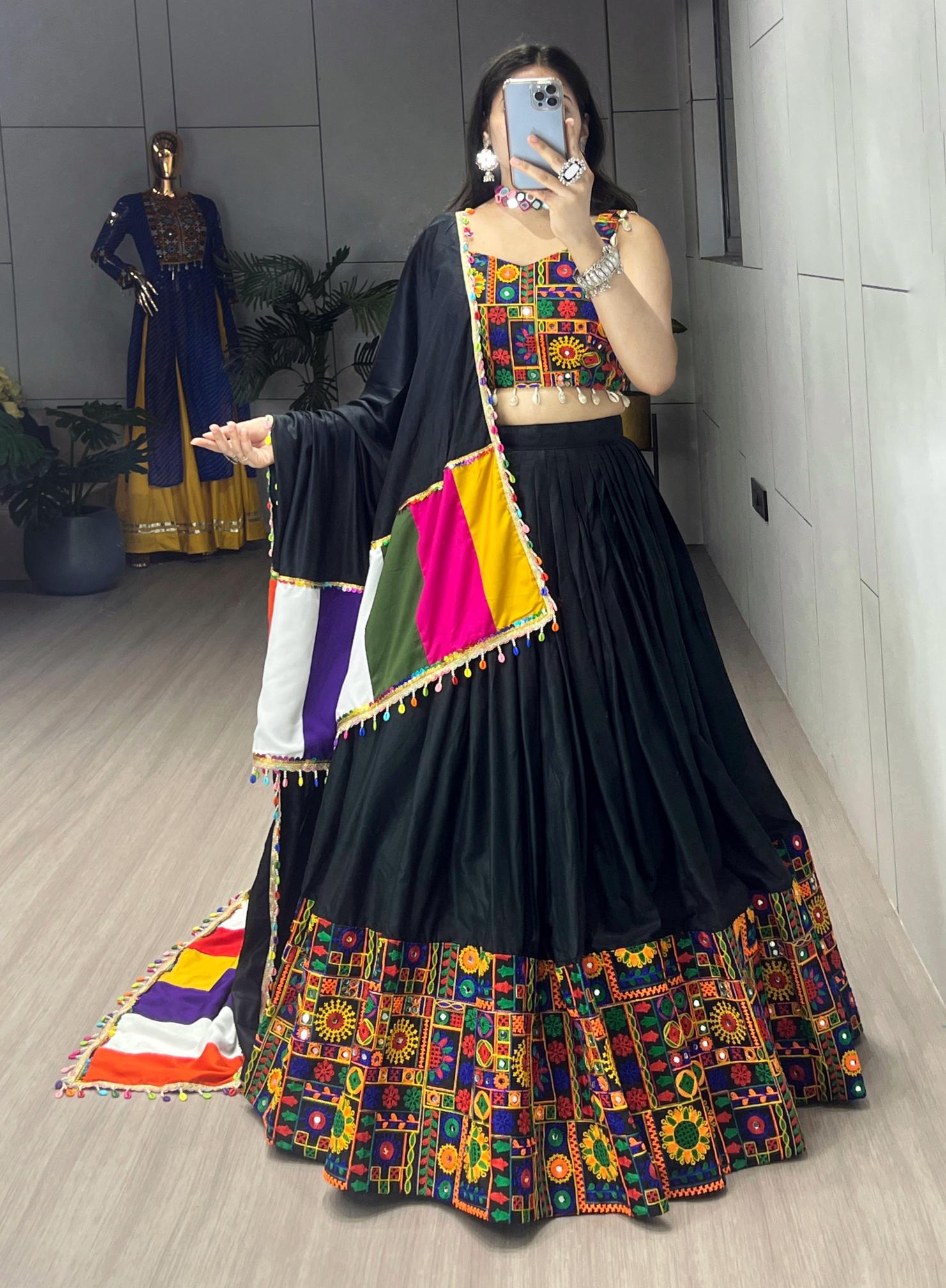 GRTN 8046 BLK Rayon Lehenga choli manufacturers in Gujarat