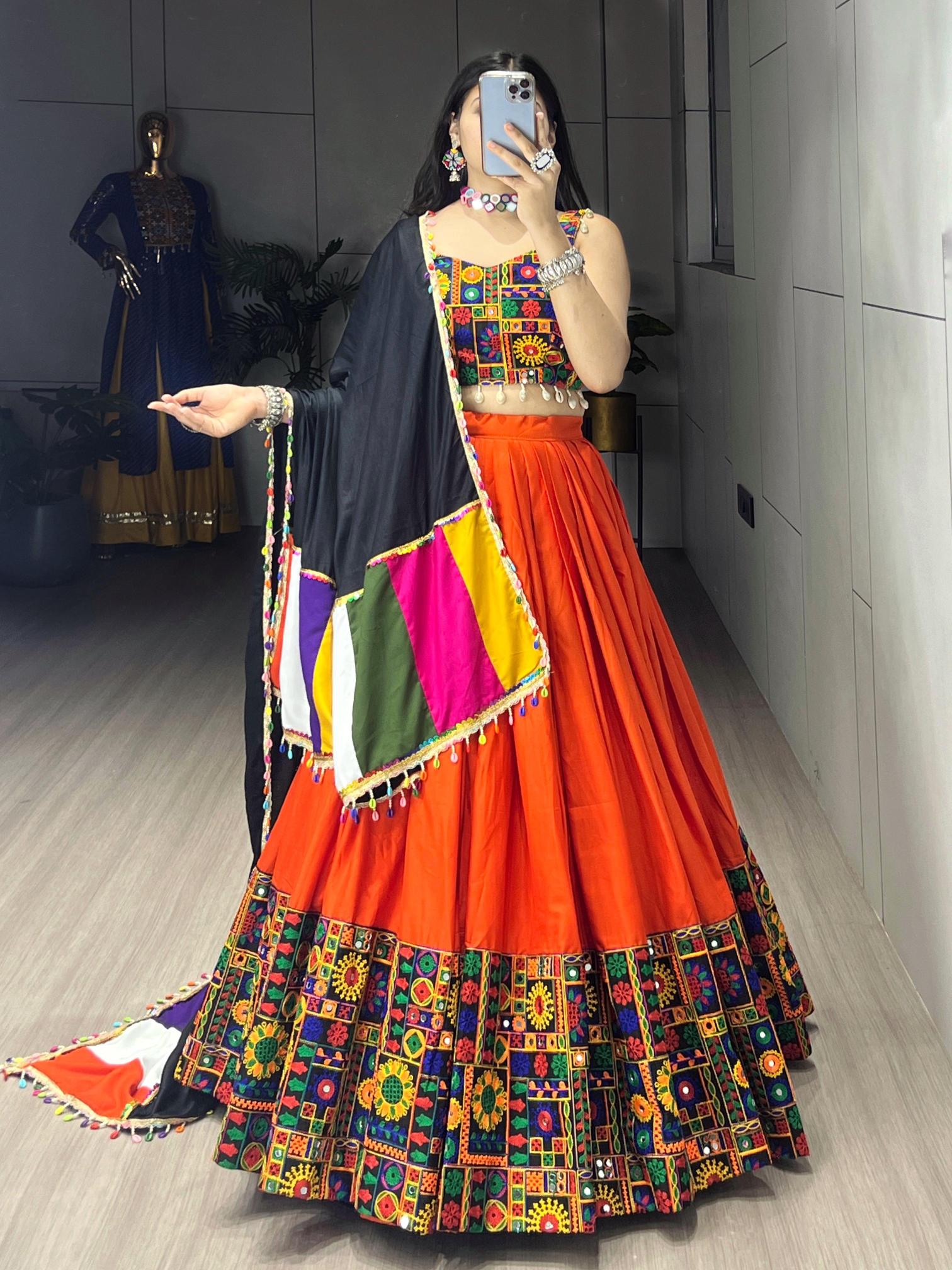 GRTN 8046 ORG Rayon Surat lehenga choli wholesale price