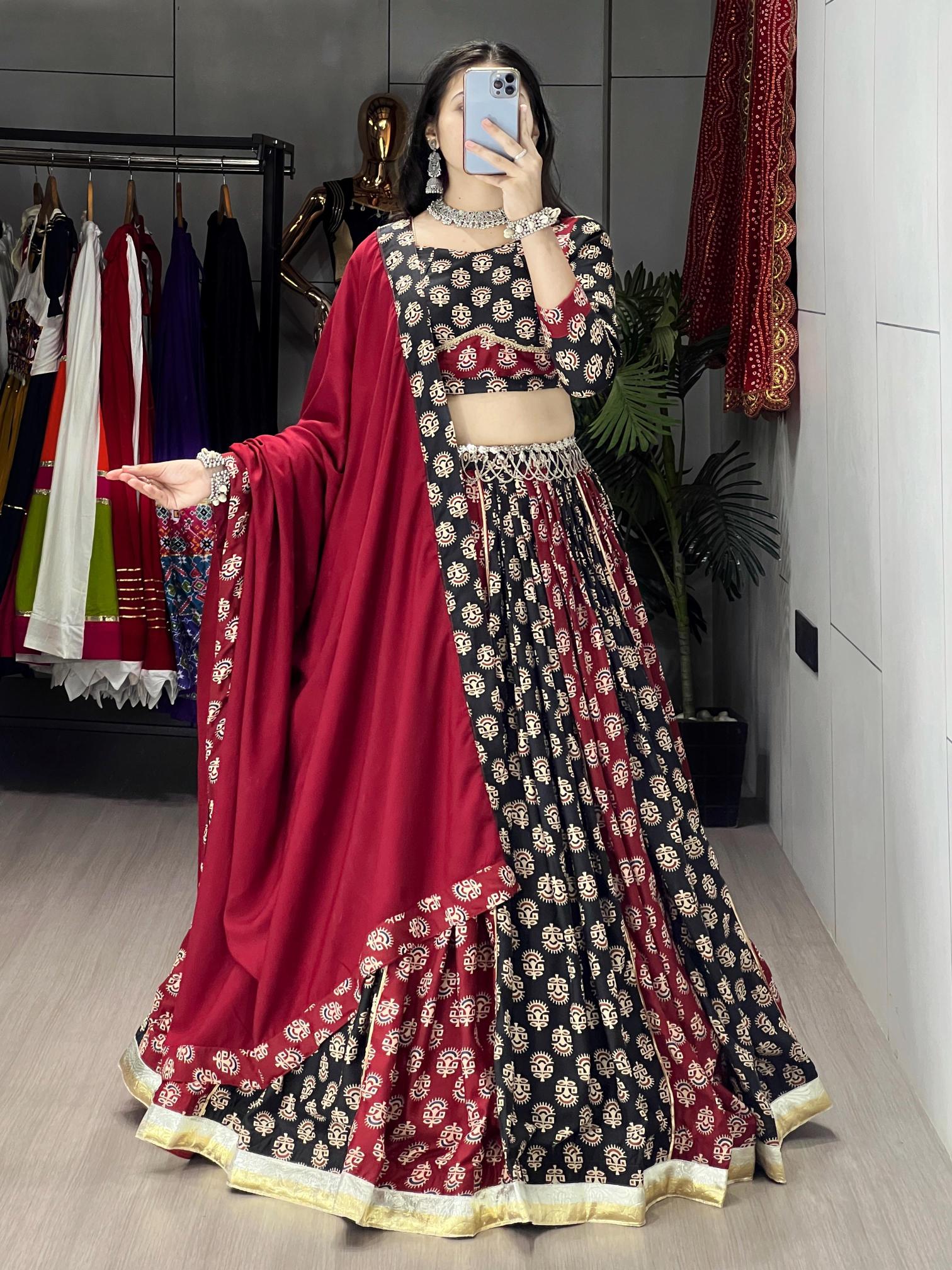 GRTN 8217 MRNBLK Rayon Designer lehenga choli wholesale
