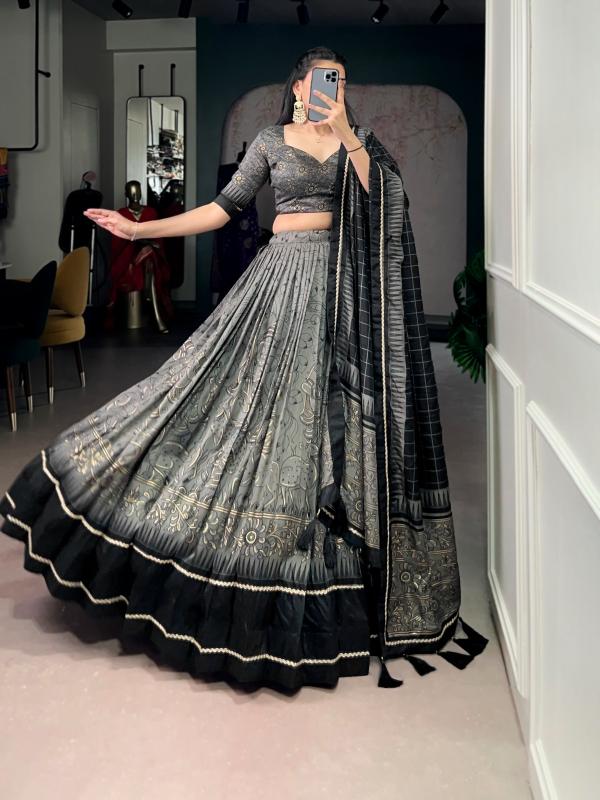 ISHANYA 01 Tasar Silk GRY Wholesale Indian lehenga choli dealers in Hyderabad