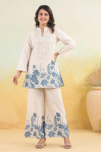 Jaipuri beautiful cotton slub heavy co ord sets 