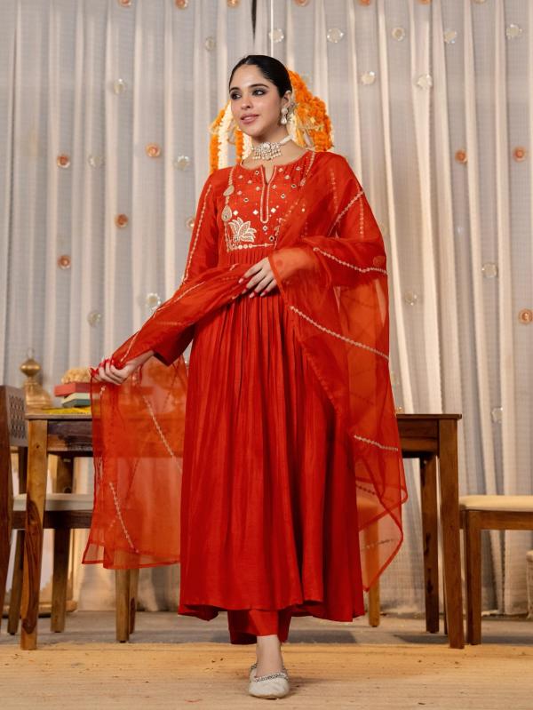 Janni 3pcs flared cotton kurtis wholesale 