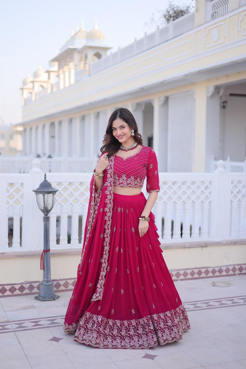 KA 5064 Sequins red Bridal lehenga choli in Surat