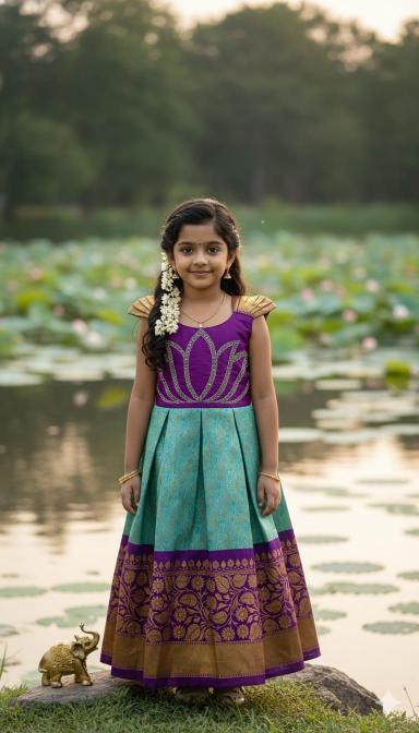 Laxmi Lotus Gown Jaquard Kids clothing wholesale market in India