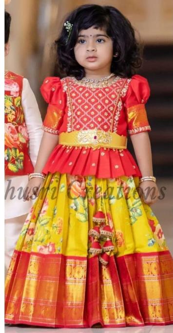 NEW LAUNCING KIDS LEHENGA CHOLI lichi silk Kids fashion market in India