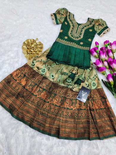 NEW LAUNCING KIDS LEHENGA CHOLI lichi silk Kids wear wholesale suppliers in Delhi
