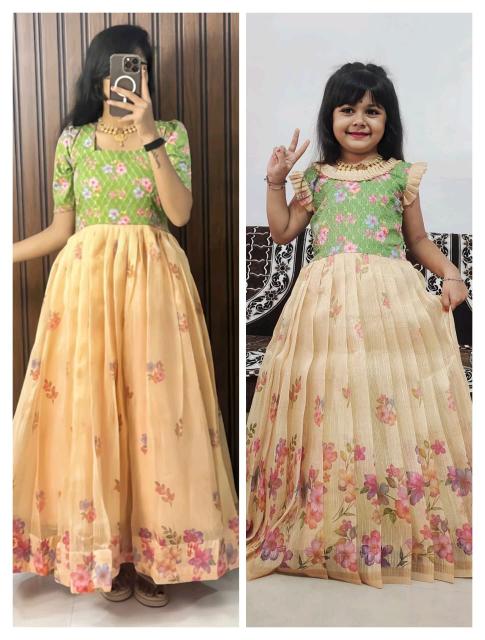 NEW LAUNCING mother daughter combo GOWN DOBI silk Bulk kids wear suppliers in Delhi