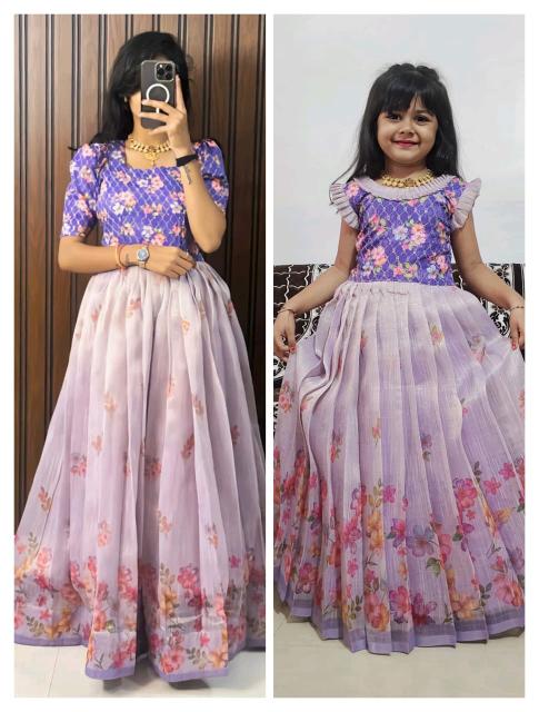 NEW LAUNCING mother daughter combo GOWN DOBI silk Surat kids clothing manufacturers
