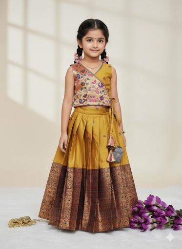 NEW LAUNCING  PAITHANI KIDS LEHENGA CHOLI kanjivaram silk Cheap kids wear market in Delhi