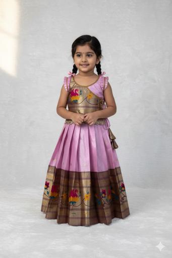 NEW LAUNCING  PAITHANI KIDS LEHENGA CHOLI simmer silk Latest kids fashion wholesale market in Delhi