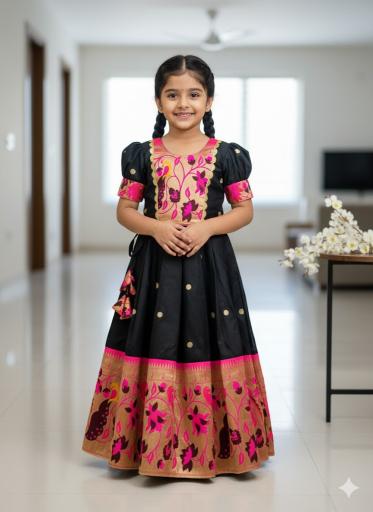 PAITHANI KIDS LEHENGA CHOLI kanjivaram silk Kidswear wholesale market Surat