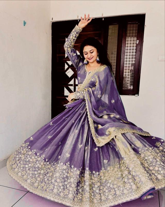 PRESENTING NEW  PARTY WEAR ALC 98 silk Purple Affordable lehenga choli manufacturers