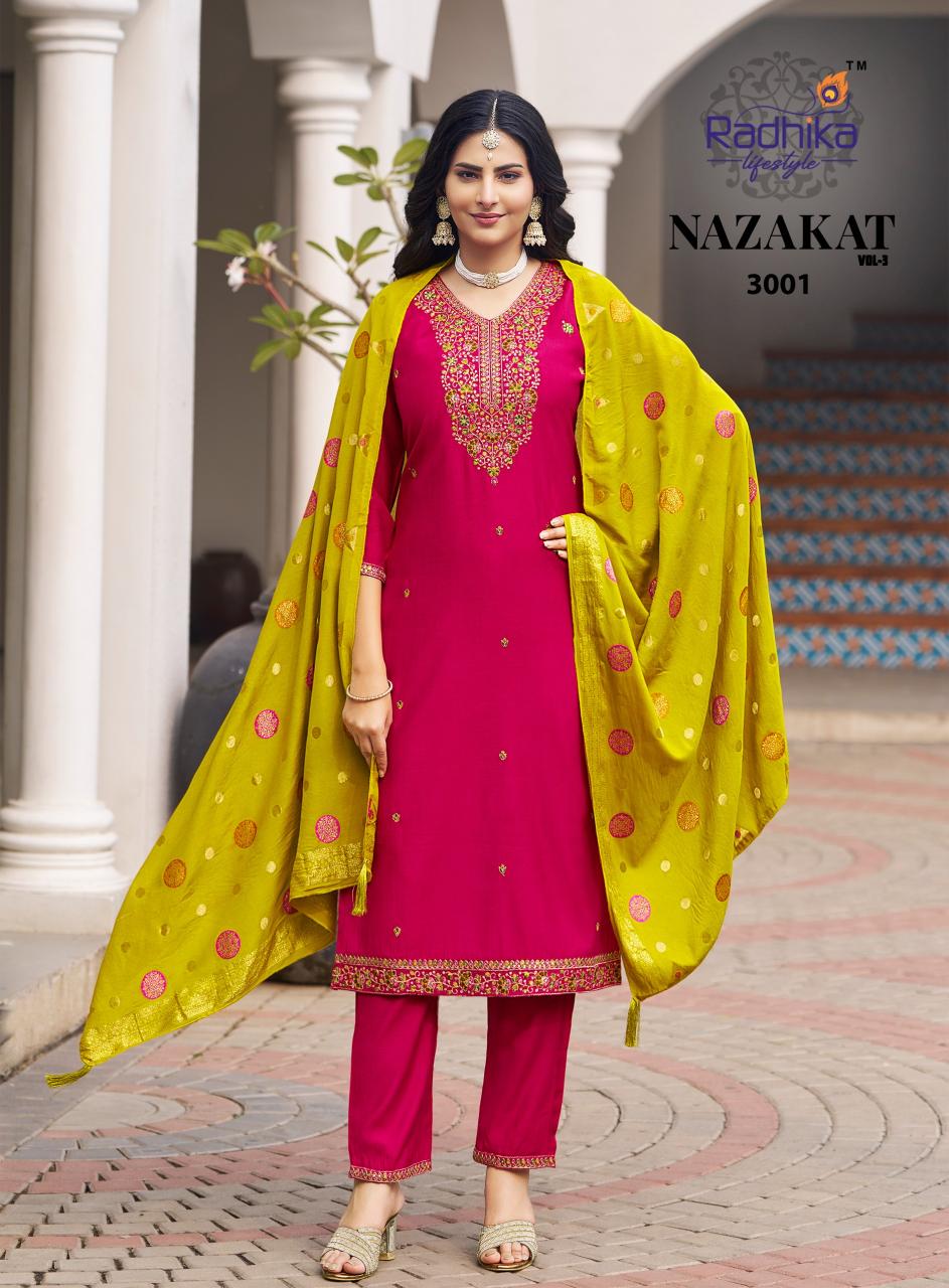 Radhika nazakat vol 3 ladies kurtis wholesalers in chandni chowk 