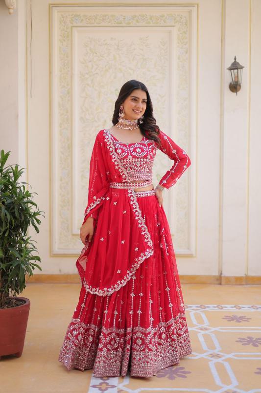 Ram-085 Georgette Pink Lehenga choli supplier