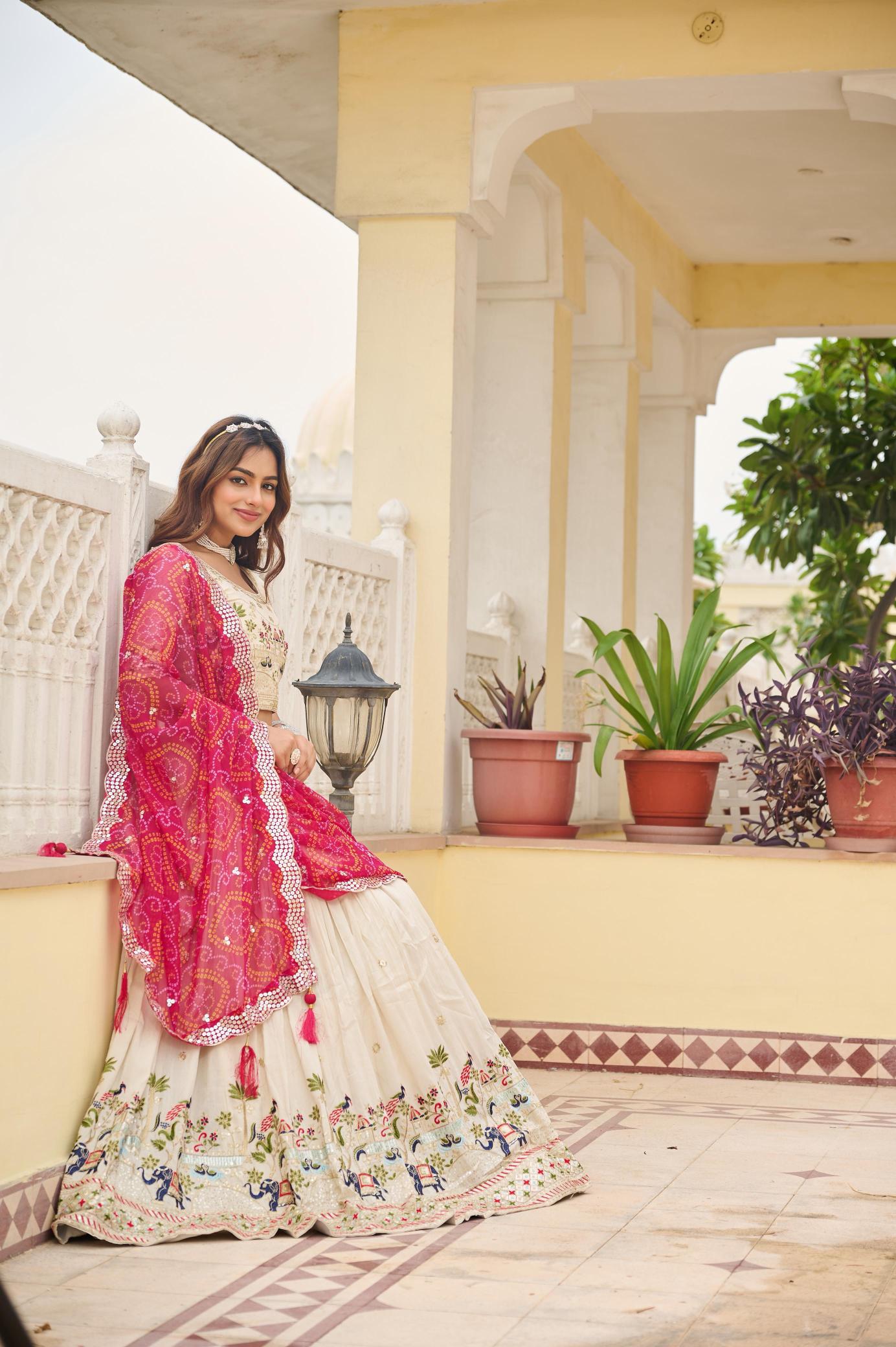 Ram-143 Tissue silk Pink Indian ethnic wear Lehengha choli wholesalers in Hyderabad