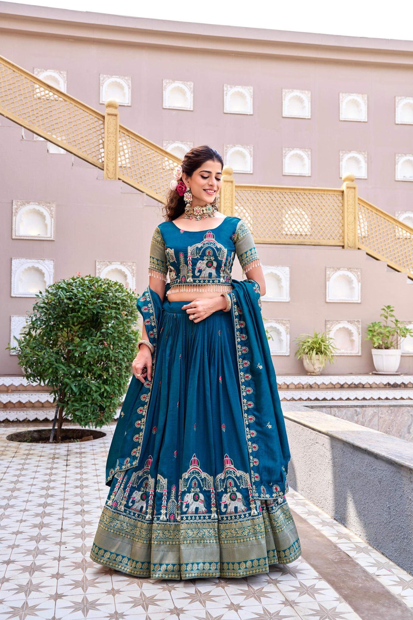 Ram-163 Vichitra Blue Designer lehenga choli wholesale