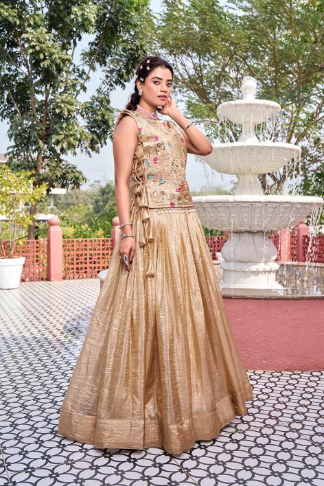 Ram 166 Gold crush Cream Latest lehenga choli designs in Surat