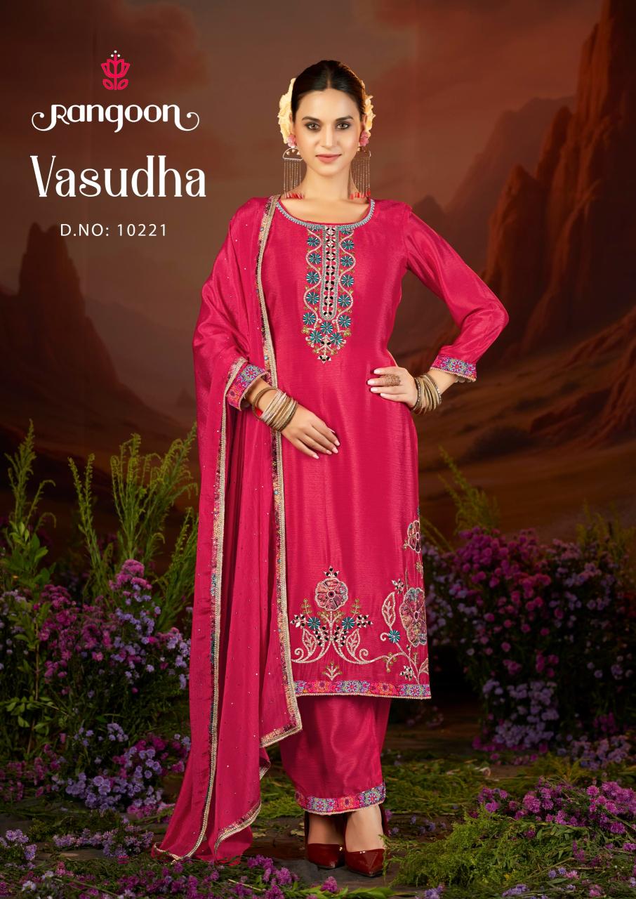 Rangoon vasudha 3pcs kurtis fabric wholesale 
