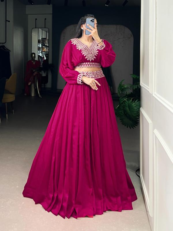 RIWAAZ Co-ord set Lehenga Vichitra Silk PNK Embroidered lehenga choli Surat