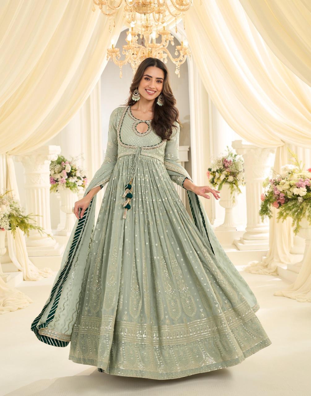 Sayuri shabina gown with dupatta wholesaler in kolkata