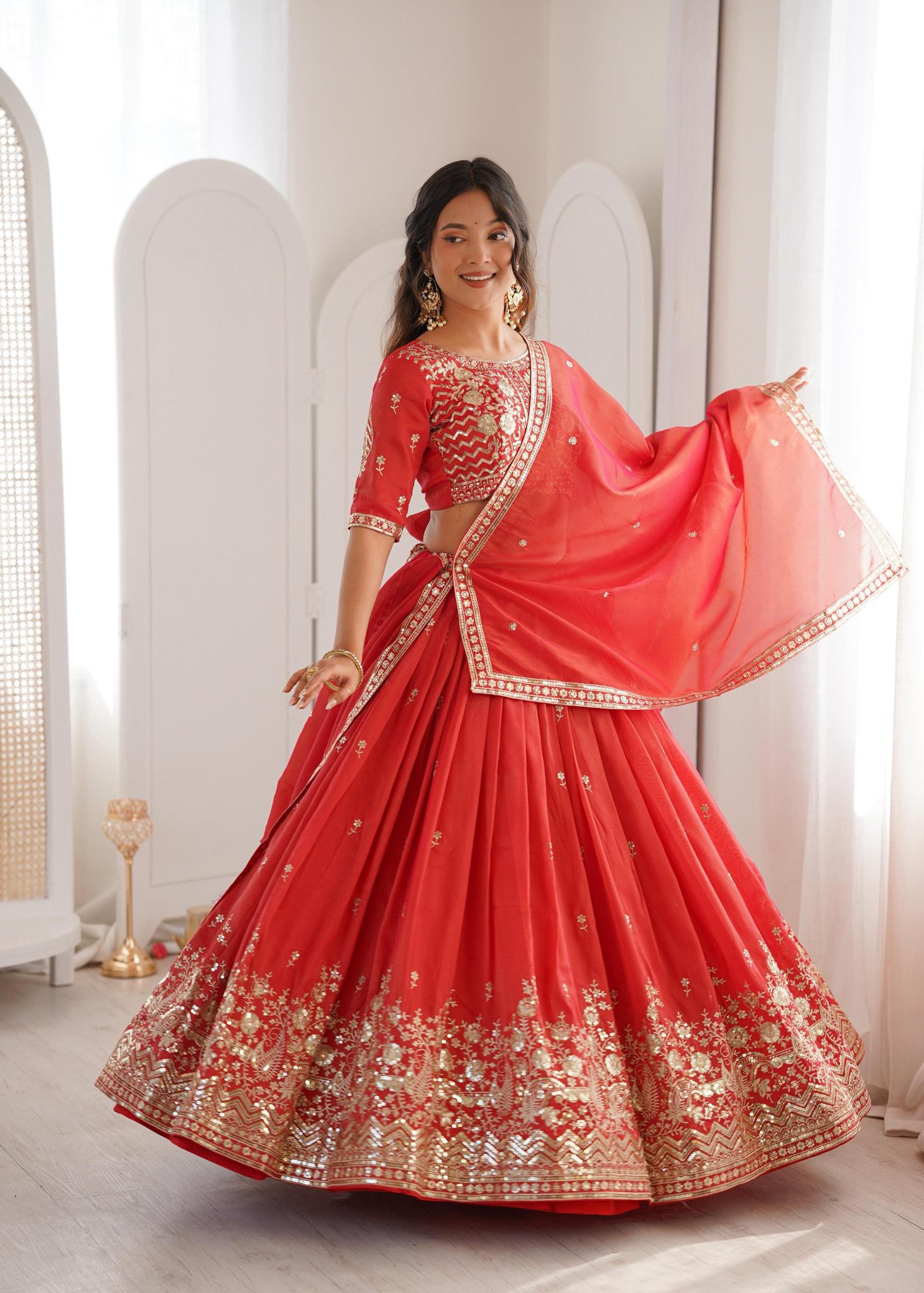 SP 70 Simmer Silk Red Latest lehenga choli collection