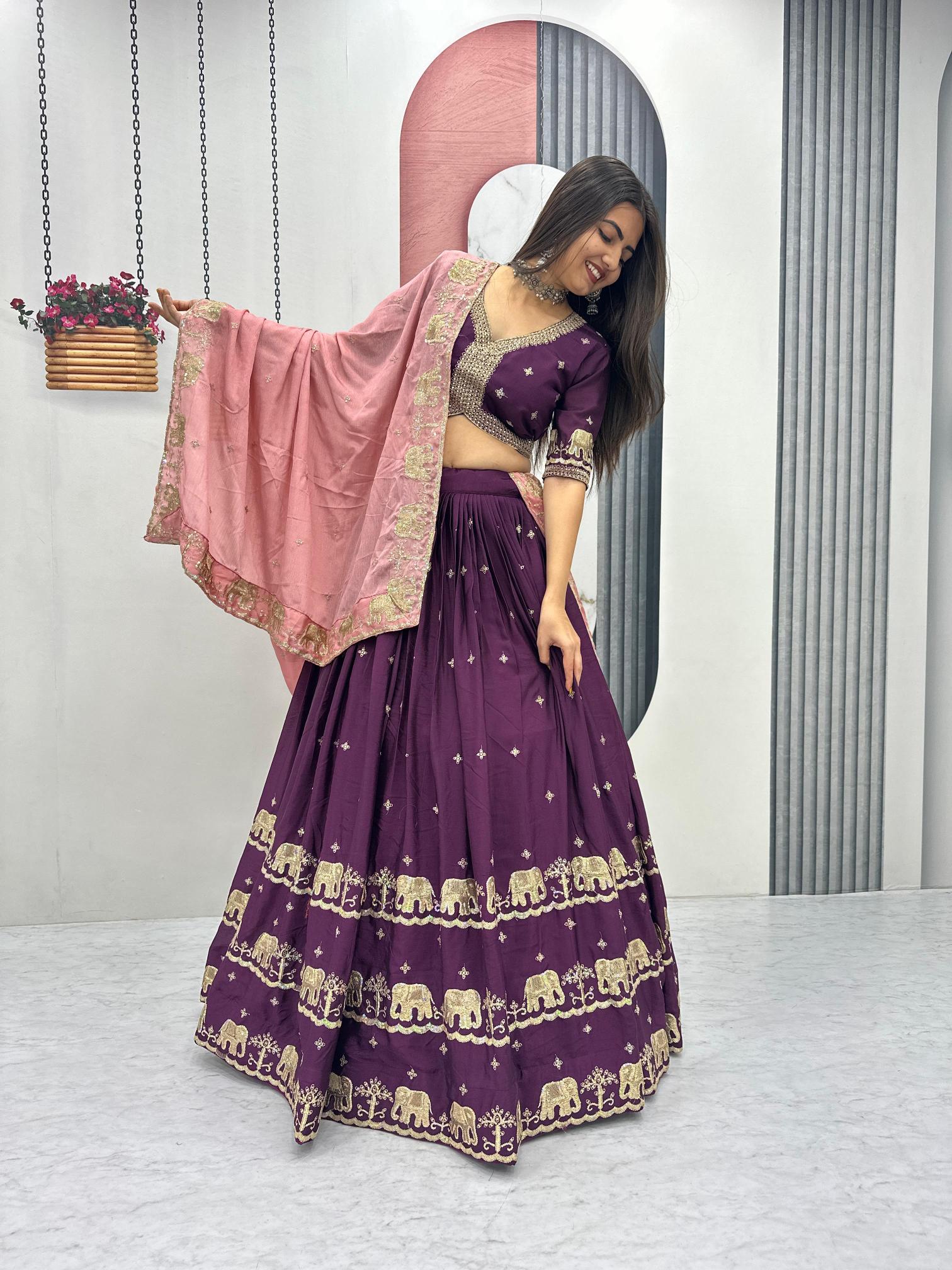 Tapi-300 chinon Red Lehenga choli retailers in Bangalore