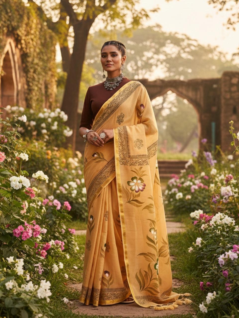 Vastra pujya mustard magic variety sarees surat