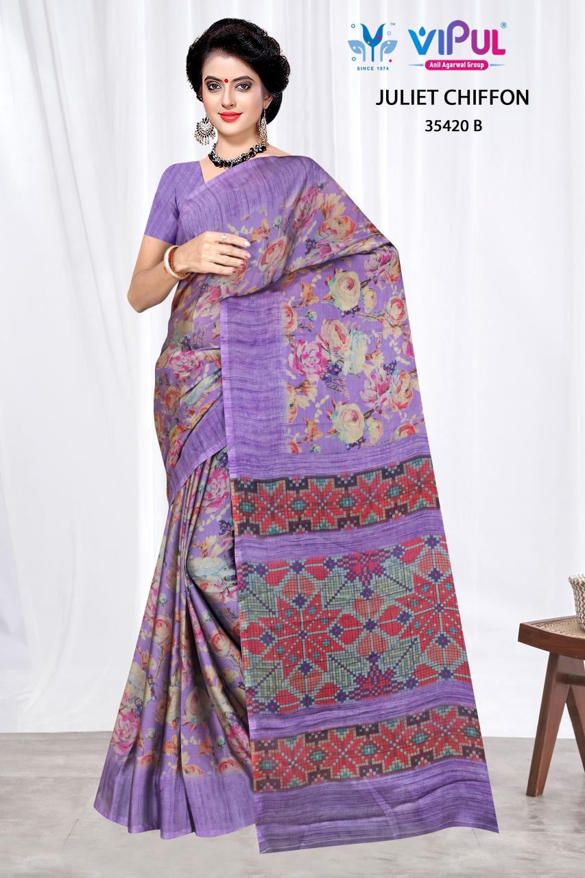 Vipul juliet chiffon d.no 35420 surat sarees wholesale rate 