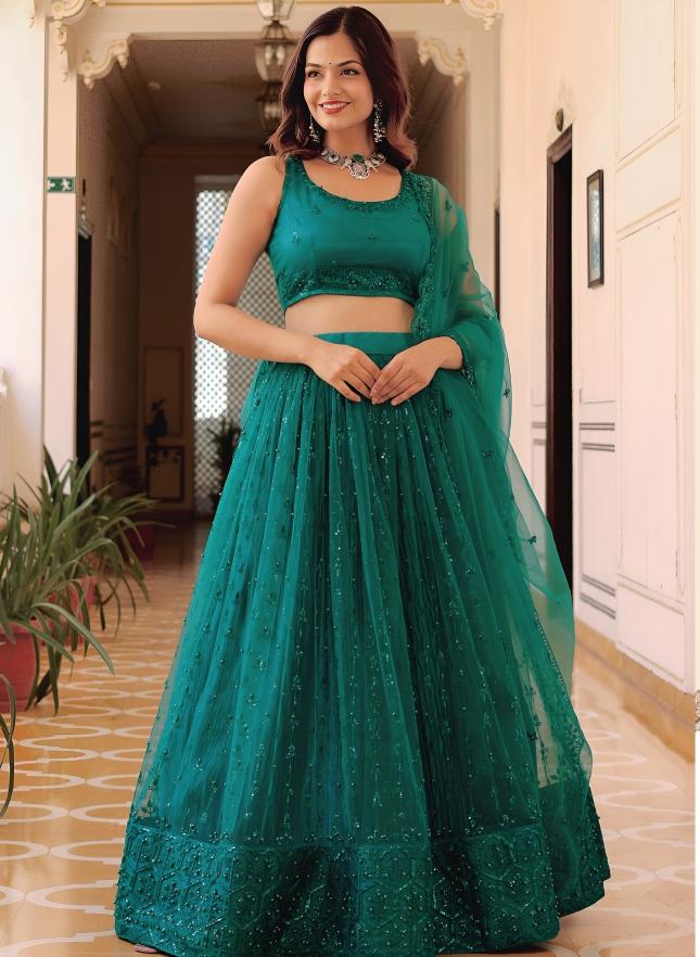 Zeel Clothing vol 30 net Teal green Lehenga choli manufacturer