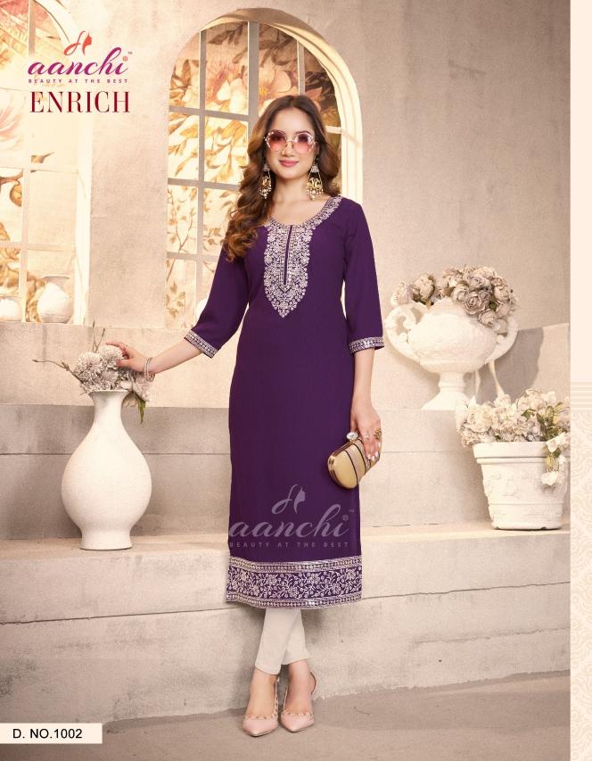 Aanchi enrich long kurti side lock wholesale 
