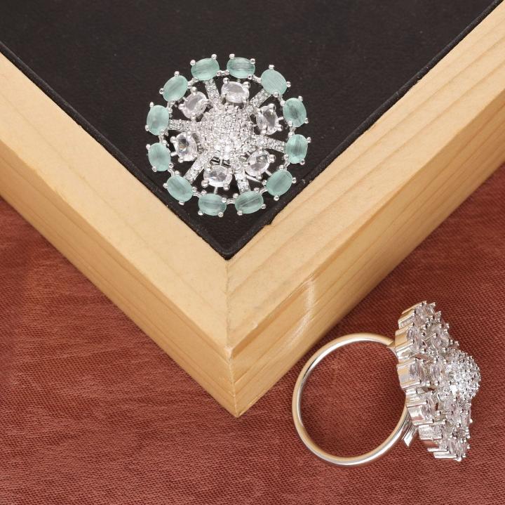 Anti tarnisha american diamond silver finger ring 267 Fashion jwellery exporters India