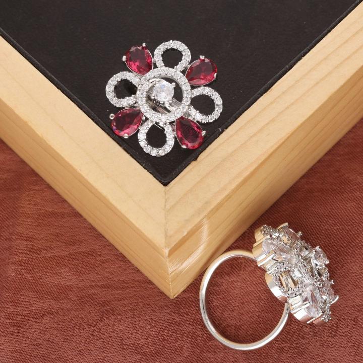 Anti tarnisha american diamond silver finger ring 269 Wholesale jwellery market India