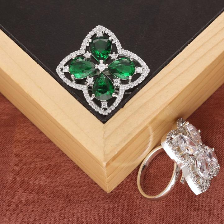 Anti tarnisha american diamond silver finger ring 281 Bulk artifical jwellery wholesale