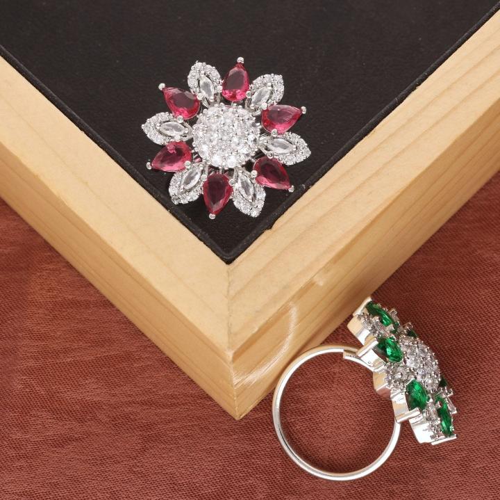 Anti tarnisha american diamond silver finger ring 282 Online jwellery wholesale India