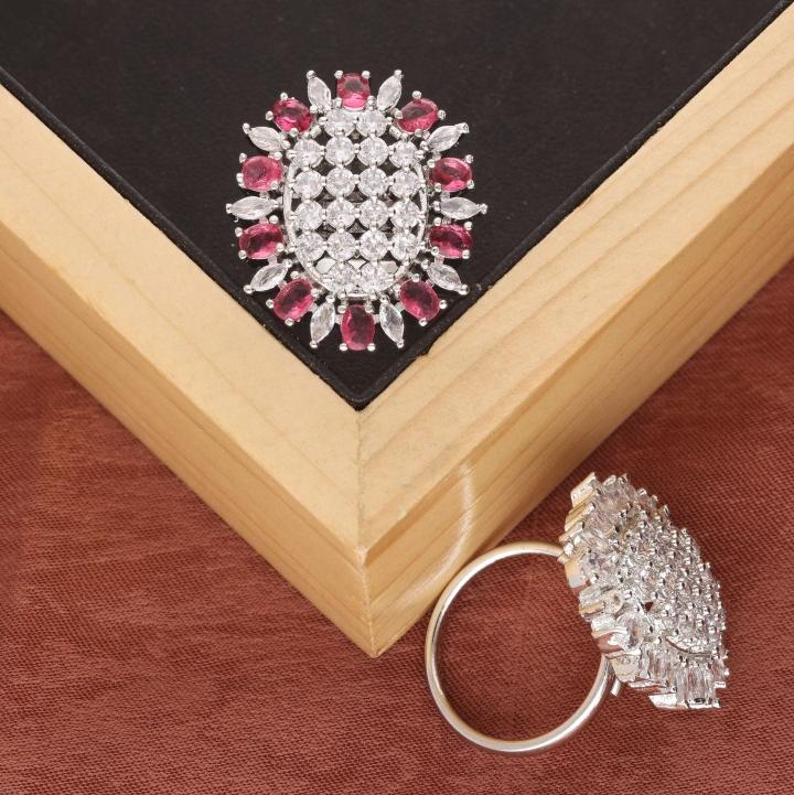 Anti tarnisha american diamond silver finger ring 283 Export quality jwellery India