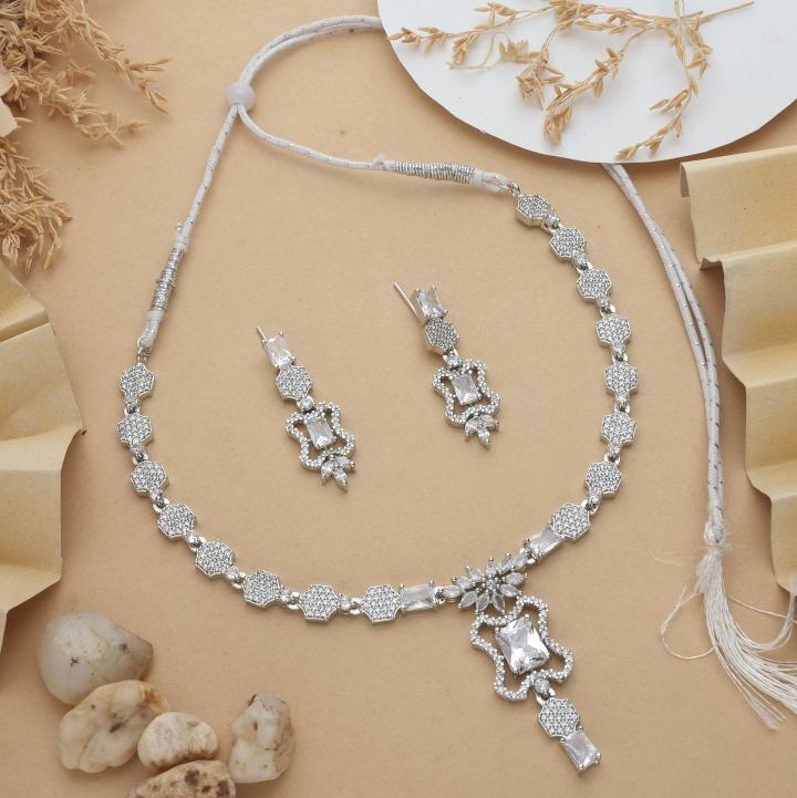 Anti tranish american diamond necklace set 918 Fashion jewelry wholesale market in Mumbai