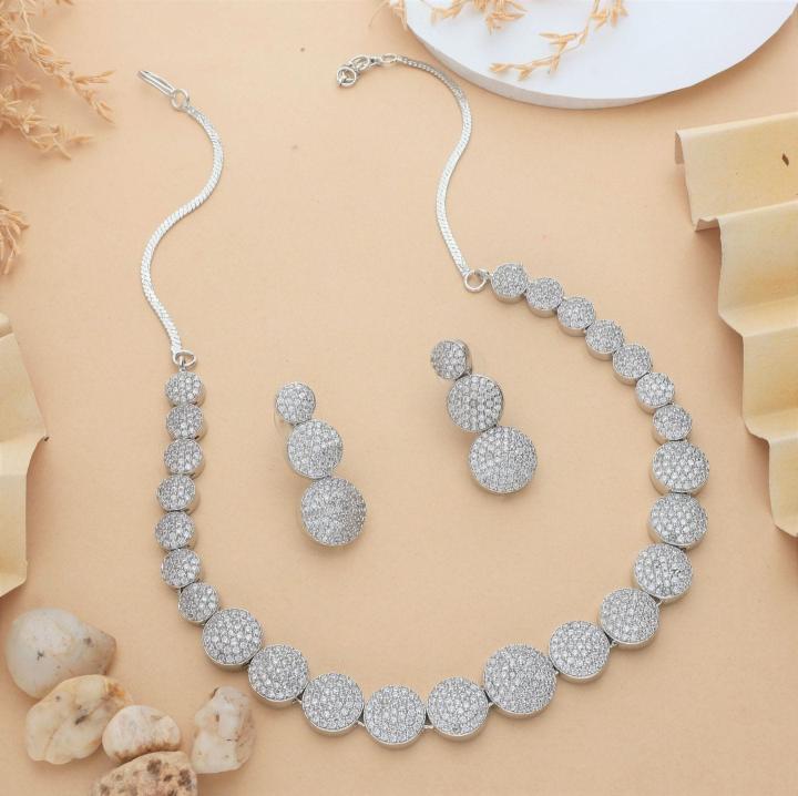 Anti tranish american diamond necklace set 928 Best imitation jewelry wholesalers in Mumbai