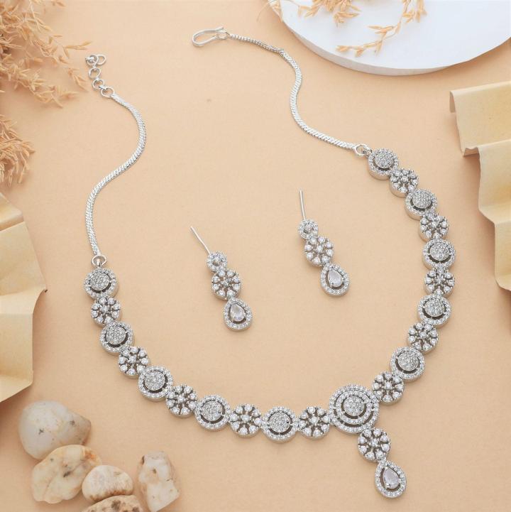 Anti tranish american diamond necklace set 930 Bulk imitation jewelry market in Mumbai