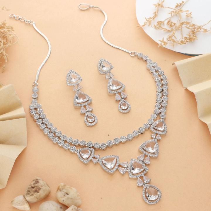 Anti tranish american diamond necklace set 962 Artificial jewellery suppliers in Kolkata