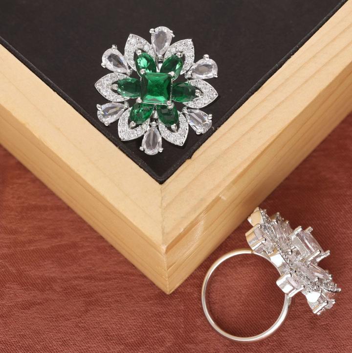 Anti tranish american diamond silver finger ring 273 Imitation jewellery market in Hyderabad