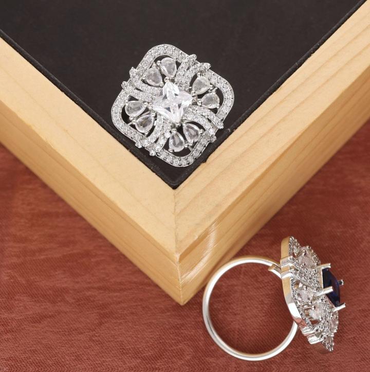 Anti tranish american diamond silver finger ring 277 Artificial jewellery suppliers in Hyderabad