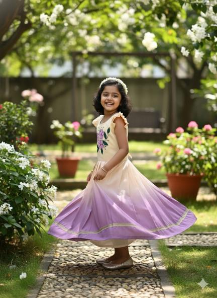 Dhanlaxmi Flower Silk Purple Kids boutique clothing